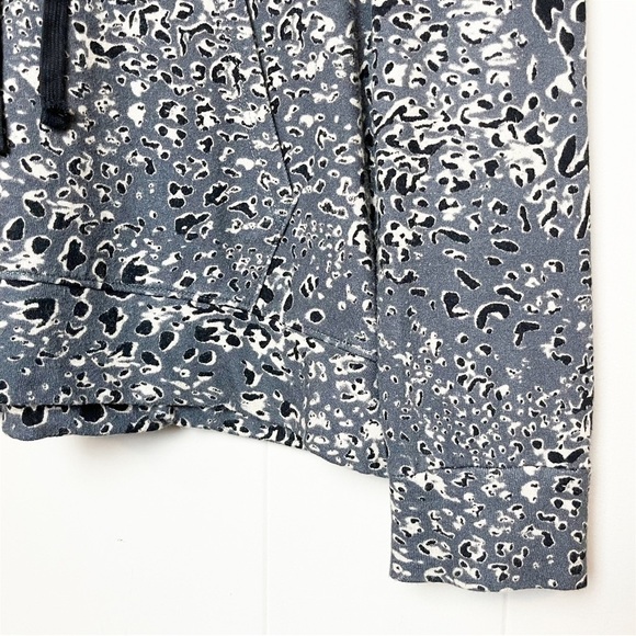 Sundry leopard hoodie hooded sweatshirt soft stretchy knit loungewear gray black - Picture 4 of 11